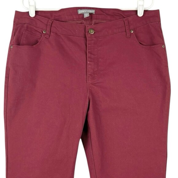 Jessica London Women's Stretch, Burgundy Denim Jeans Size 16W Mid Rise Regular - Picture 3 of 12